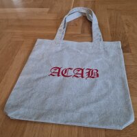 ACAB Fairtrade Stoffbeutel Grau / Rot
