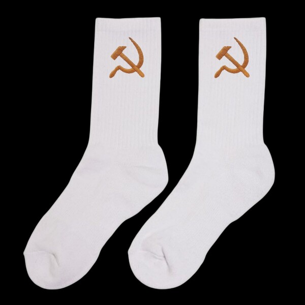 Hammer&Sichel Socken weiß (bestickt)