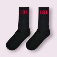 161 Socken schwarz (bestickt) Rot 43-46